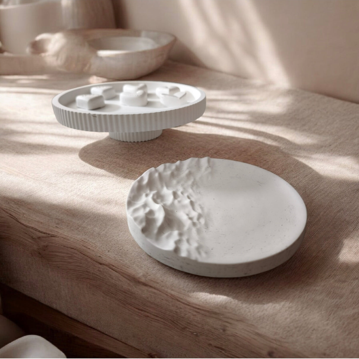 Plateau bijou marbré blanc et gris en Jesmonite – Home by maletim