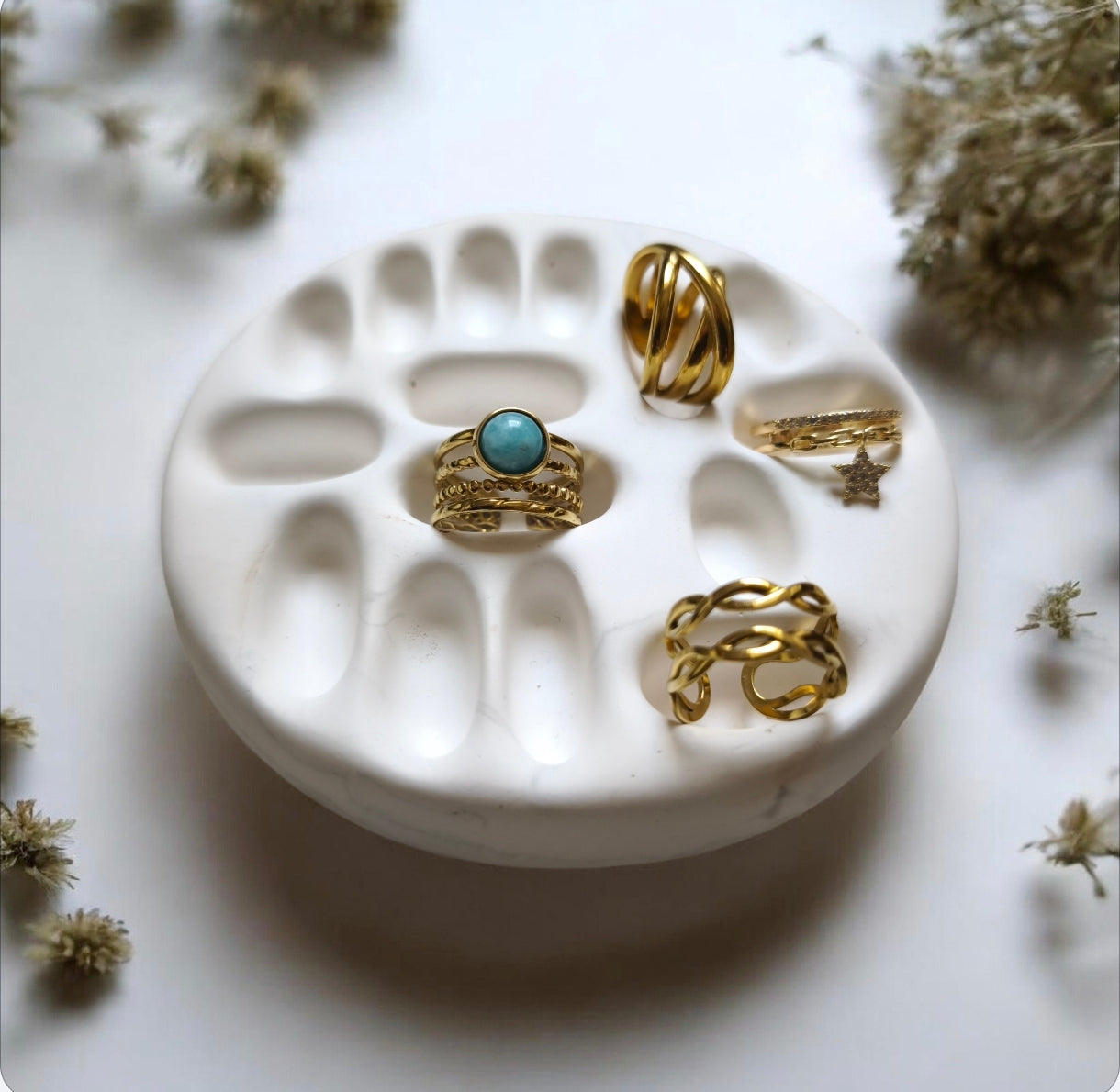Plateau bague blanc en Jesmonite – Home by maletim