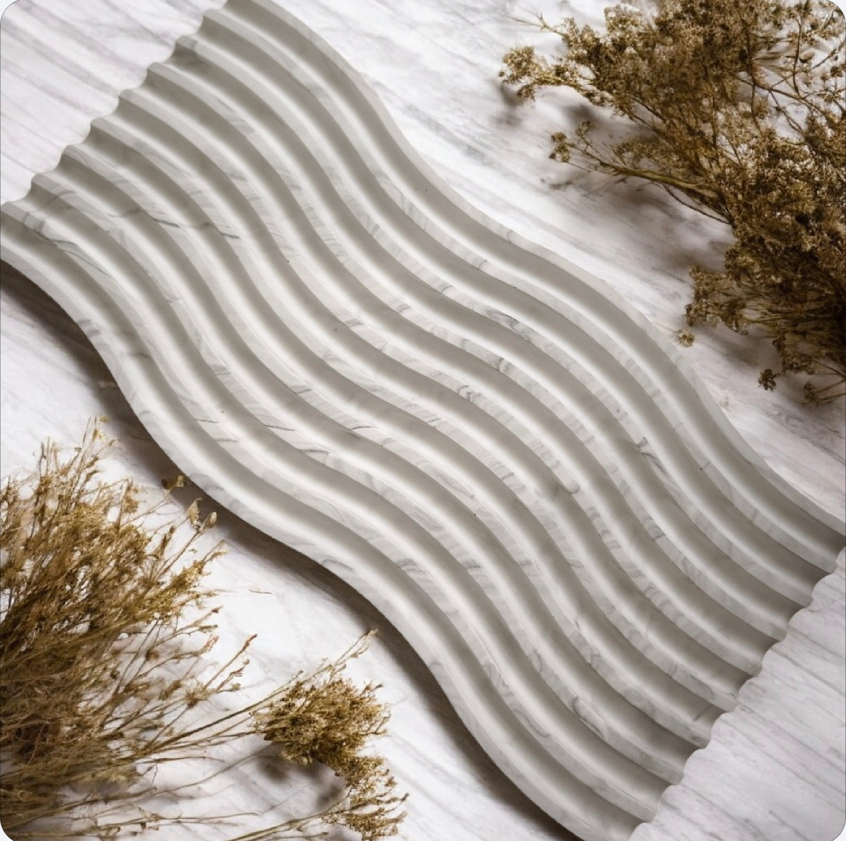 Plateau bijou marbré blanc et gris en Jesmonite – Home by maletim