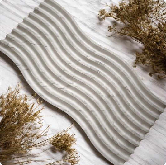 Plateau bijou marbré blanc et gris en Jesmonite – Home by maletim